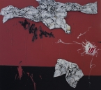 Peinture No 197 - Acrylique, tissus et ficelles sur toile - 150x150 - 07-2020.jpg