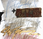 Sans titre - Encre, collage, tissus, huile et crayon sur papier 129 - 50x70 - 2014.JPG