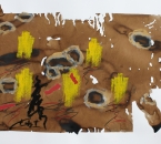Sans titre - Pigment, brou de noix, huile et crayon sur papier 145 - 50x70 - 2014.JPG