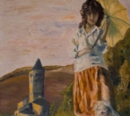 Jeune fille à l'ombrelle (Patricia) - Huile sur toile - 55x38 -1984.jpg