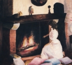 Patricia à la cheminée - Huile sur toile - 1984.jpg