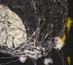 Peinture No 214 - Acrylique, pigments, tissus et cordes sur toile - 150x150 - 04-2021 - Librement inspiré du monotype Dans de beaux draps de Edith Dufaux.jpg
